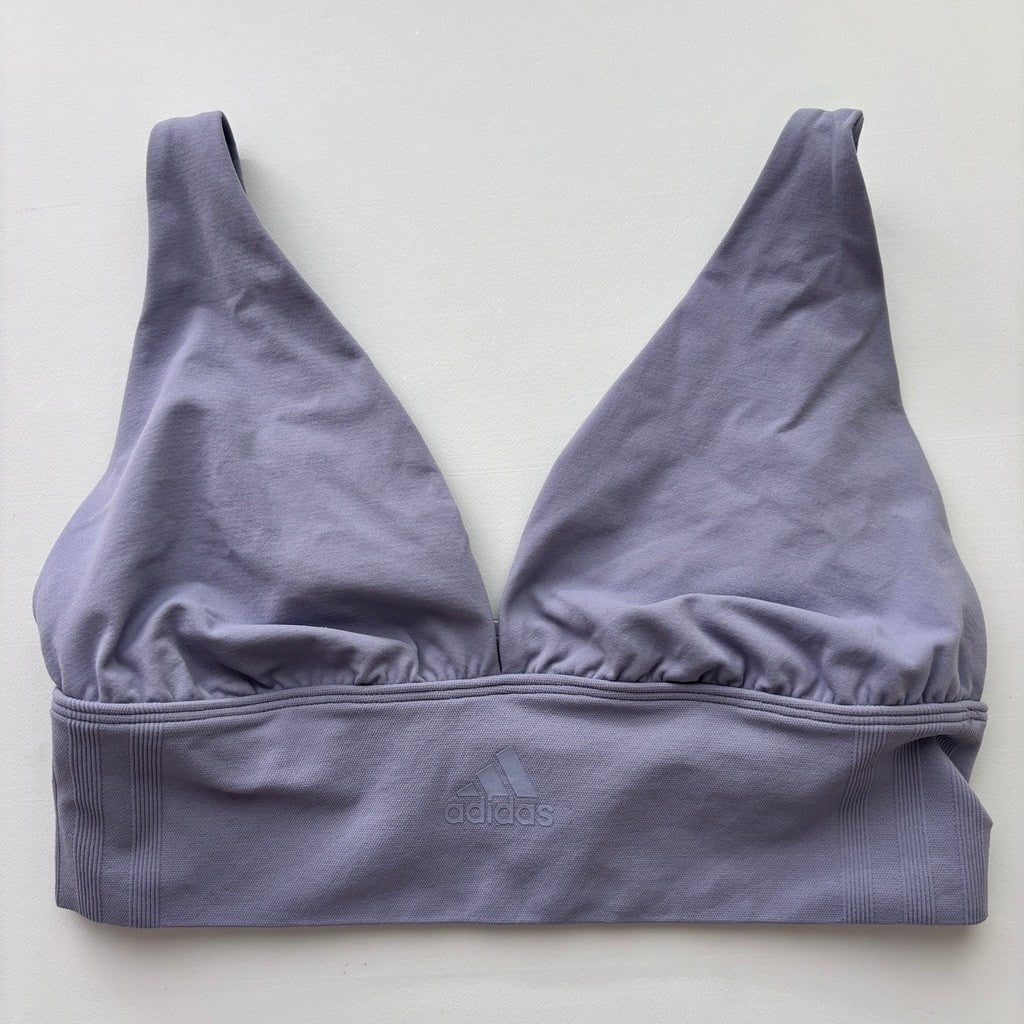 Adidas Women's Large Purple Longline Plunge Light Support Bra / Sports Bra NWT