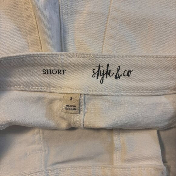 Style & Co Women's Size 8 White Denim Mid-Rise Cuffed Casual Shorts NWOT.