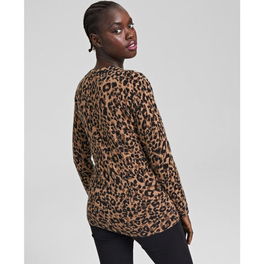 Charter Club Women's XS 100% Cashmere Cheetah Print Sweater NWT