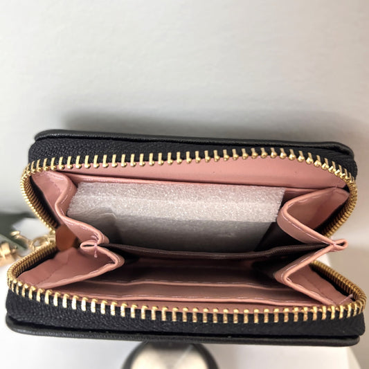 "Love of Nature" Graphic Black Full Zipper Coin-Purse / Mini Wallet NWT