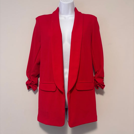 Bar III Women's Red Collarless Open Front 3/4-Sleeve Boyfriend Blazer NWT