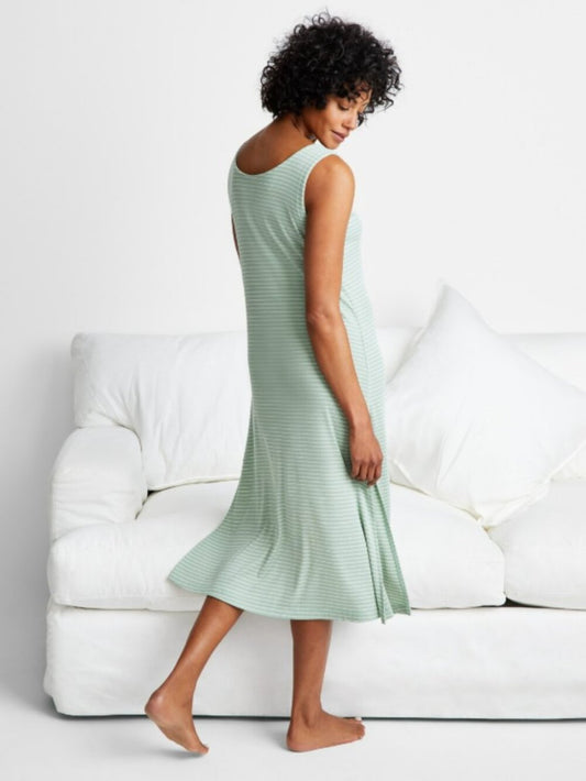 State of Day Women's Medium Green Ribbed Modal Blend Tank Nightgown NWT