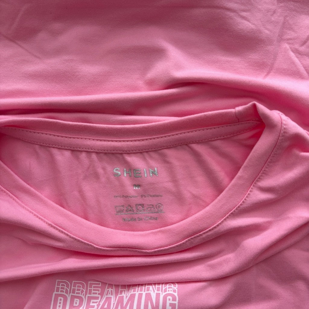 Shein Women's Light Pink T-Shirt w/ Dreaming Butterfly Graphic NIB