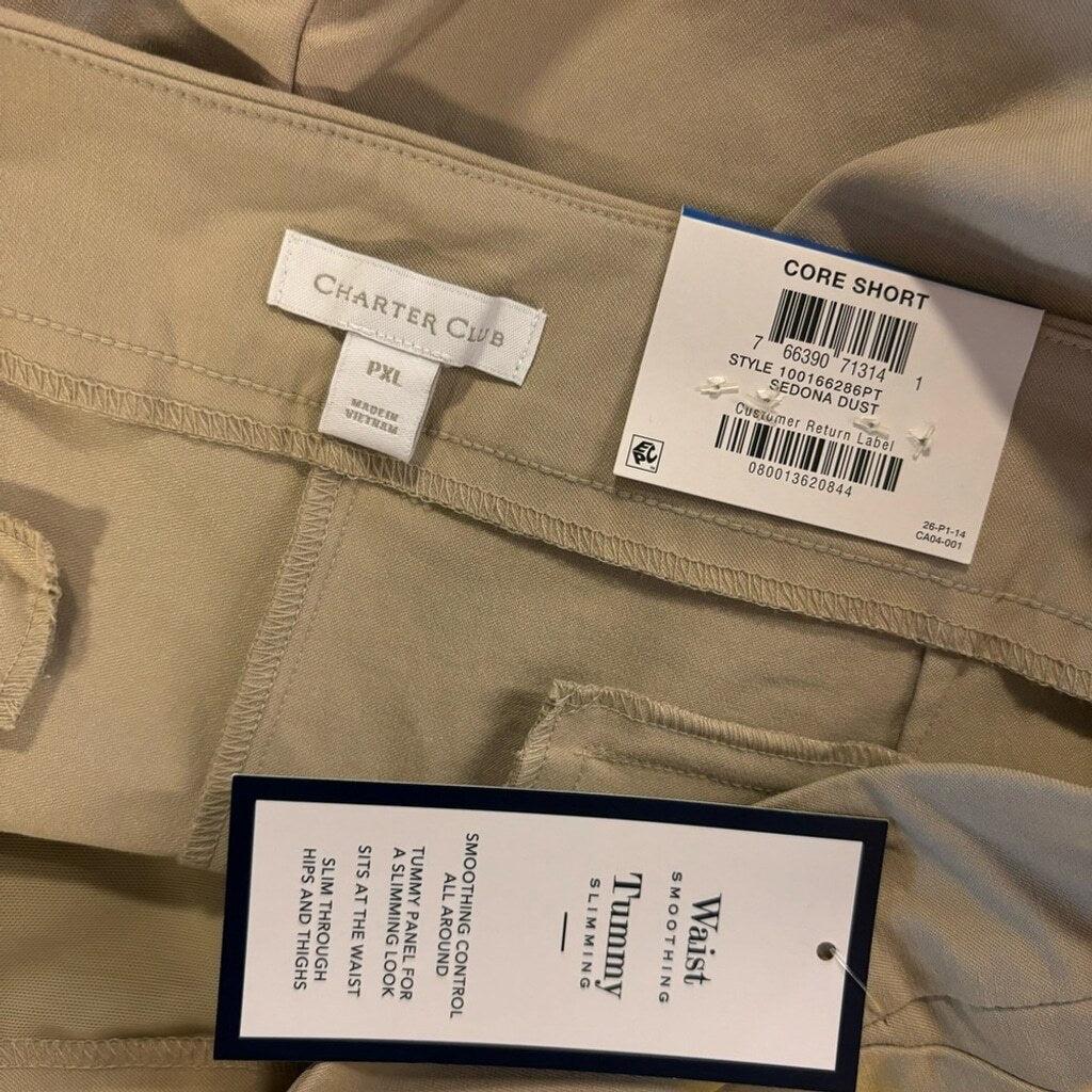 Charter Club Women's Size XL Petite Beige Pull-on Bermuda Casual Shorts NWT