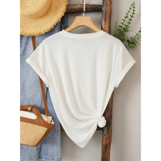 SHEIN Women's White "I AM" Slogan Graphic Casual Top Short Sleeve T-Shirt NIB