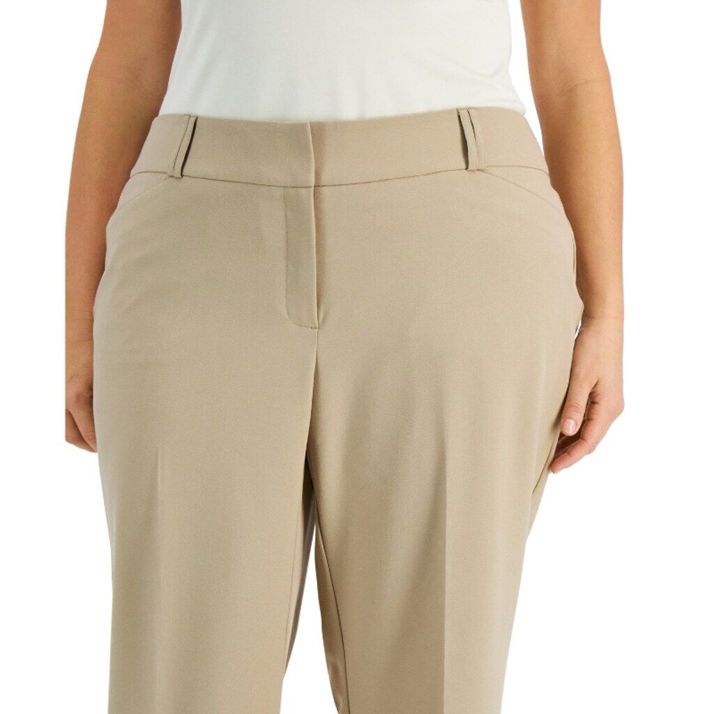 Alfani Women's Plus Size 24W Beige Curvy Bootcut Tummy-Control Dress Pants NWT