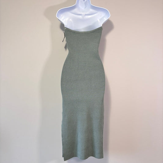 Bar III Women's Size Medium Strapless Twist-Detail Green Midi Sweater Dress NWT