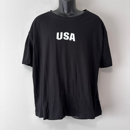 SHEIN Men's Large Black USA T-Shirt Casual Streetwear Bold Graphic Tee NIB