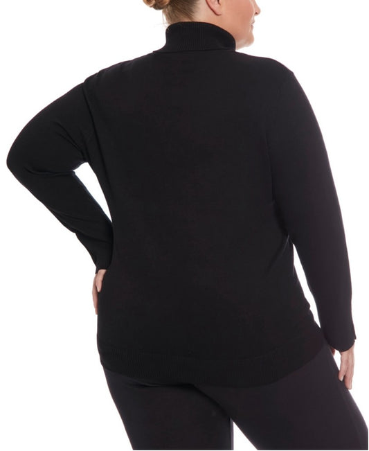 Joseph A. Plus Size 2X Black Turtleneck Knit Sweater with Button Cuff Detail NWT