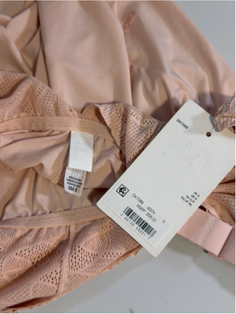 DKNY Women's Small Light Pink Lace Comfort Stretch Bodysuit NWT