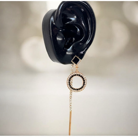 Women's Modern Style Gold and Black Dangle Earrings NWT