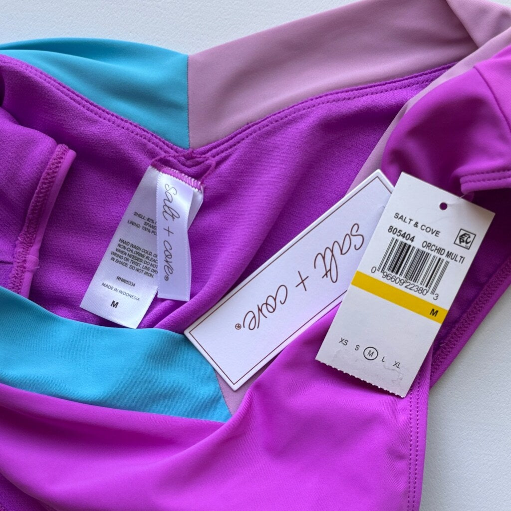 Salt + Cove Women's Purple Color Blocked Bikini Bottoms / Swimwear NWT