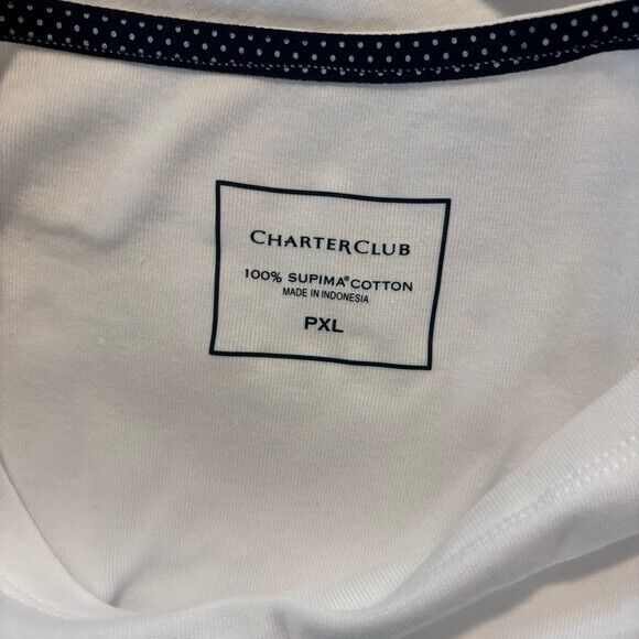 Charter Club Petite XL White Pima Cotton Button-Shoulder 3/4 Sleeve Top NWOT