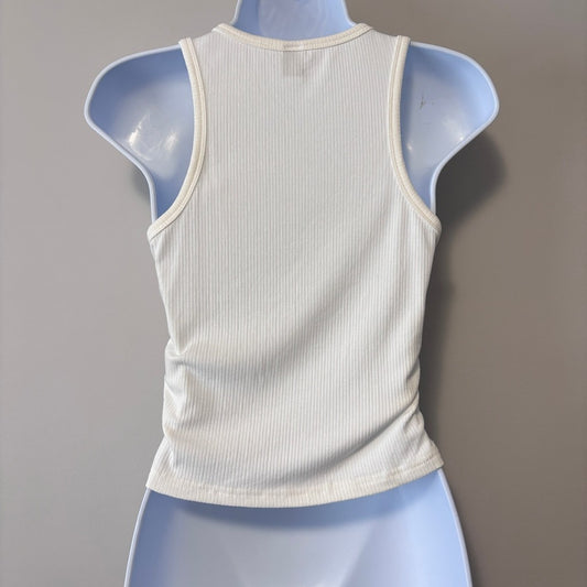 Shein Women’s Size Small Ivory Ribbed Cropped Tank Top w/ Ruched Sides NIB