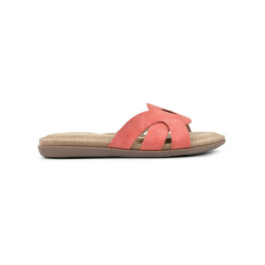 Cliffs by White Mountain Women's 7 Red and Tan Suede Slide Sandal NWT