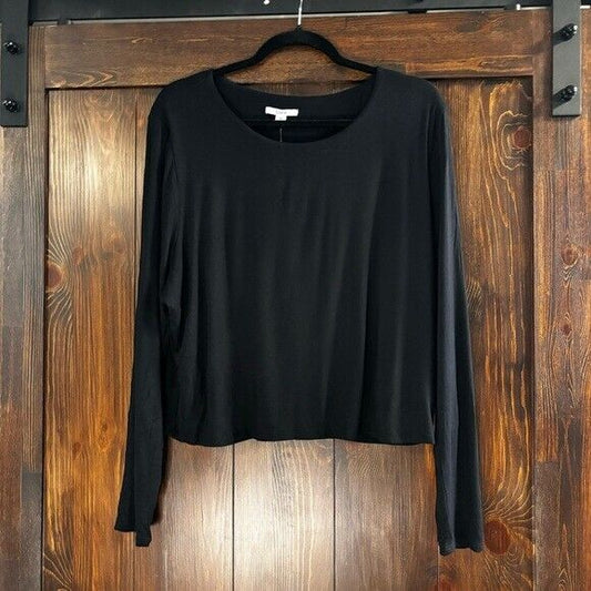 Bar III Plus Size Black Bodycon Long-Sleeved Jersey Top NWT