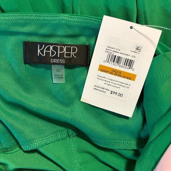 KASPER Green and Pink Colorblocked Faux-Wrap Sheath Dress NWT