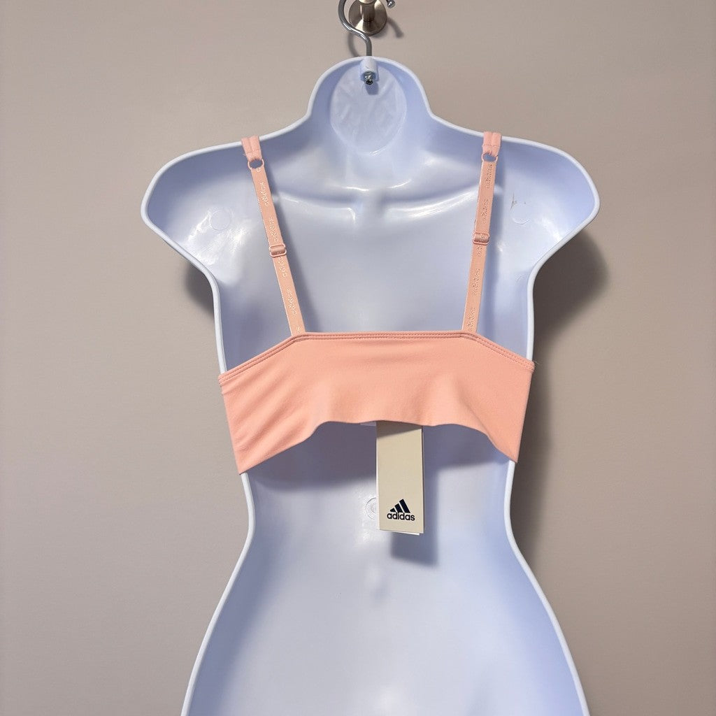 Adidas Women's Small Light Pink Longline Plunge Light Support Sports Bra NWT