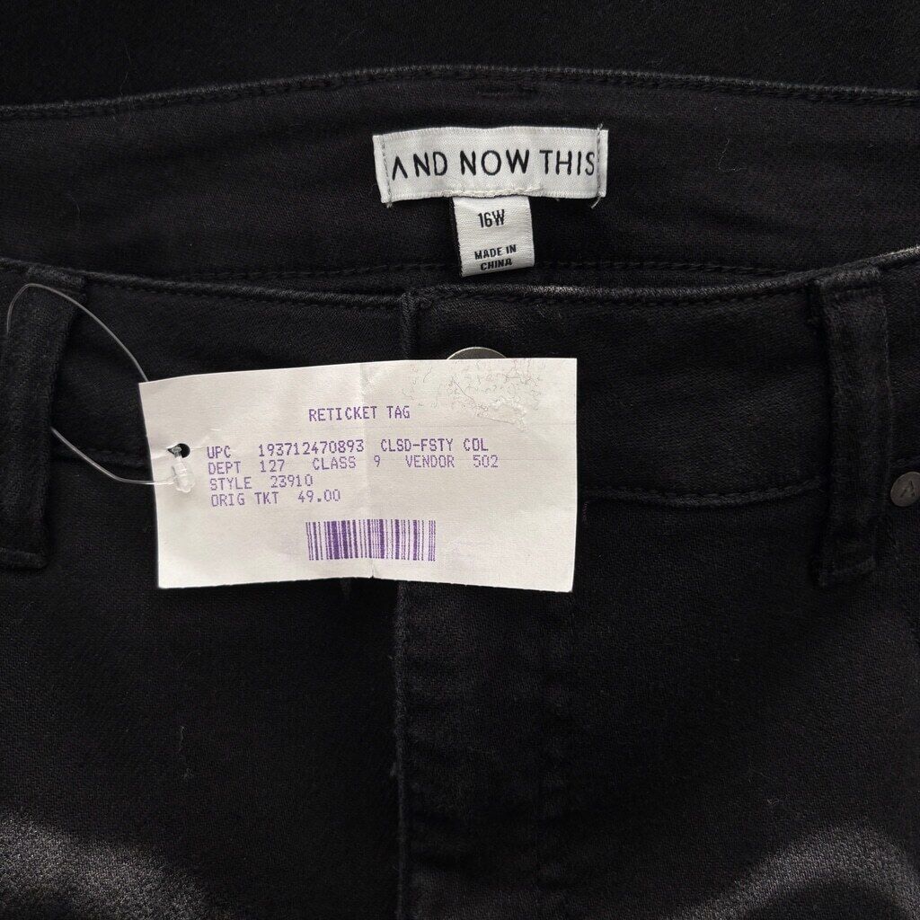And Now This Women's Plus Size 16W Black High Rise Flare Jeans NWT