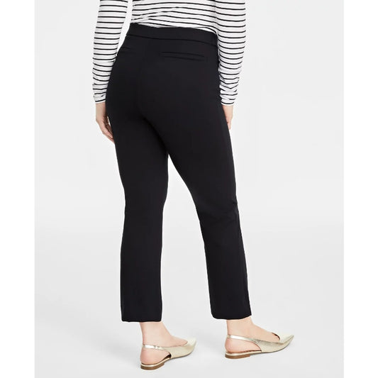 On 34th Women's Medium Short (Petite) Black Ponte-Knit Pull-On Ankle Pants NWT