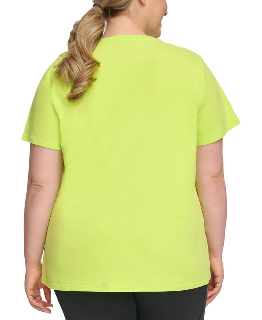 Calvin Klein Performance Plus Size 1X Lime Green Cotton V-Neck T-Shirt NWT
