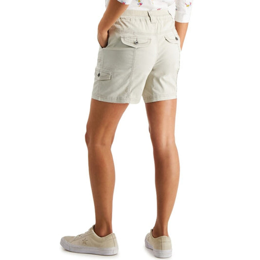 Style & Co. Women's 2 Petite Light Beige Mid Rise Zig Zag Stitch Cargo Shorts