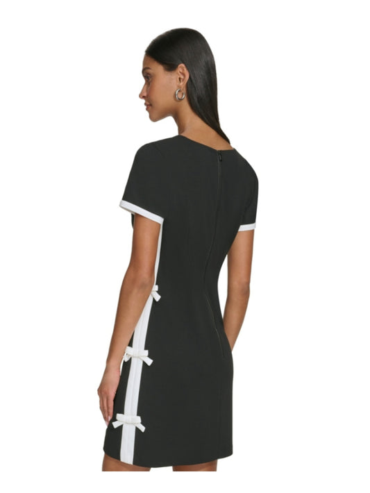 Karl Lagerfeld Paris Size 6 Black & White Bow Trim Crepe Shift Dress NWT