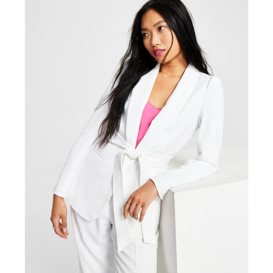 Bar III Women's XXL White Textured Belted Tie-Waist Lined Jacket NWT