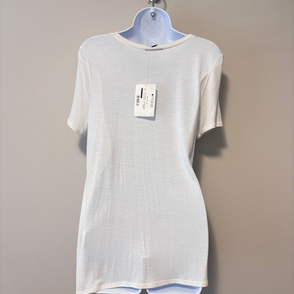 Alfani Women's Size Small White Short-Sleeve Crewneck T-Shirt - Long Length NWT