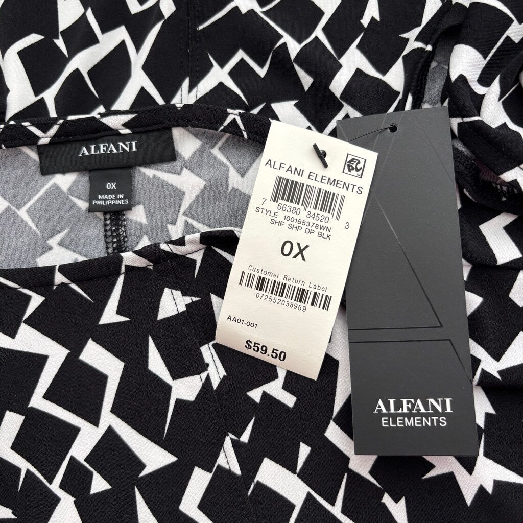 Alfani Plus Size Black & White Boat-Neck Tunic Top NWT