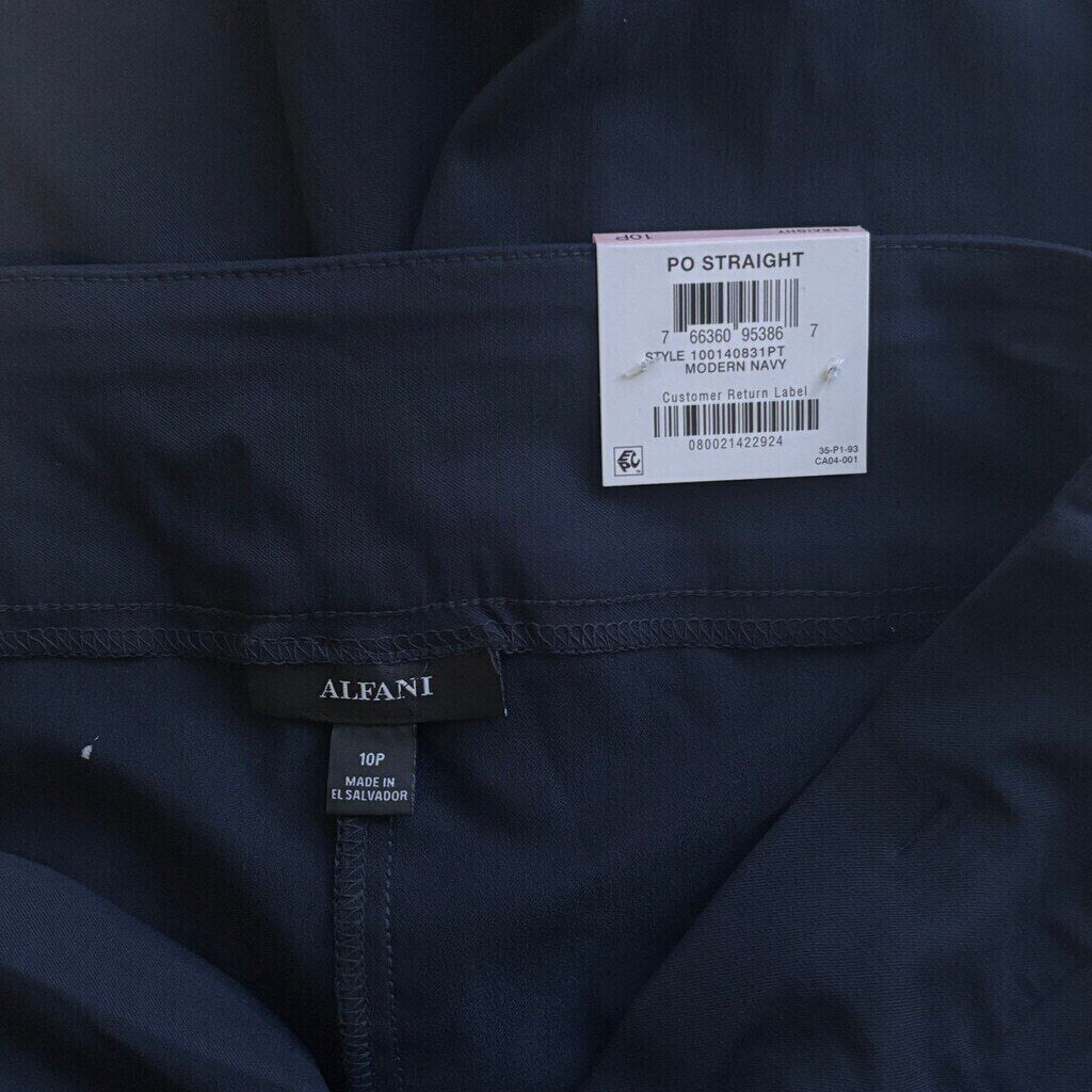 Alfani Women's Petite Navy Blue Tummy Control Straight Leg Dress Pants NWT