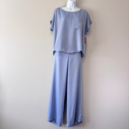 State of Day Women's Blue 2-Pc. Crepe de Chine Short-Sleeve Pajama Set NWT