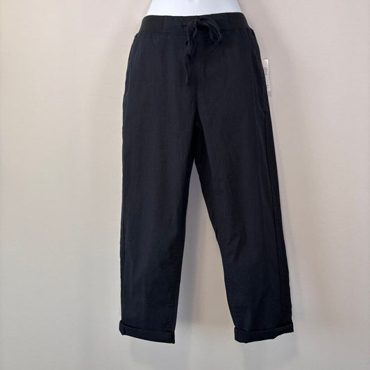 Style & Co. Small Petite Black Pull-On Cuffed Capri Twill Ankle Pants NWT