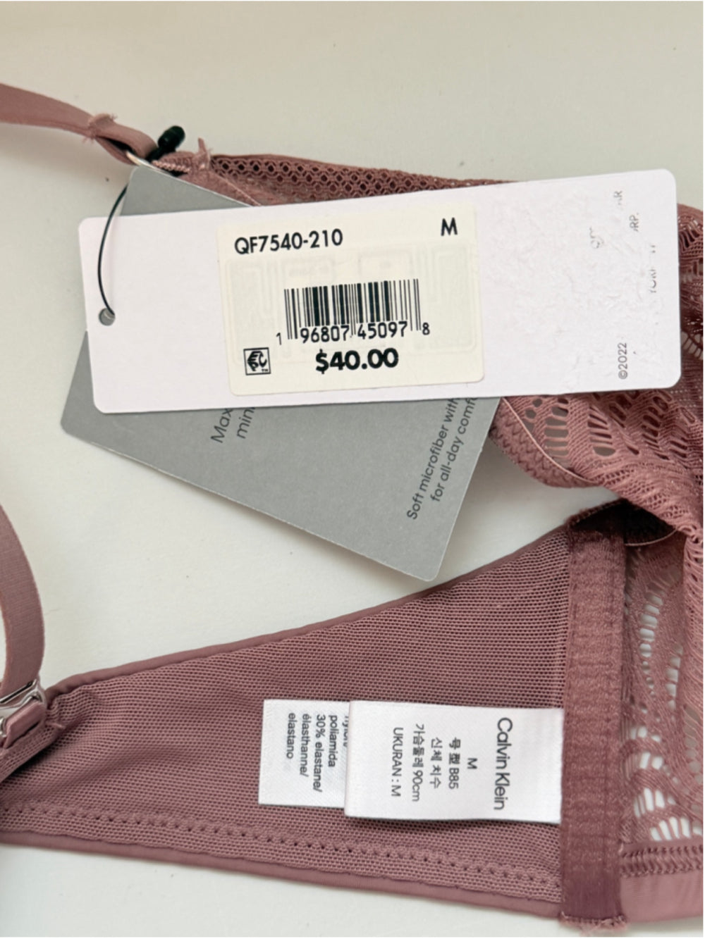 Calvin Klein Women's Medium Brown Sculpt Lace Unlined Triangle Bralette NWT