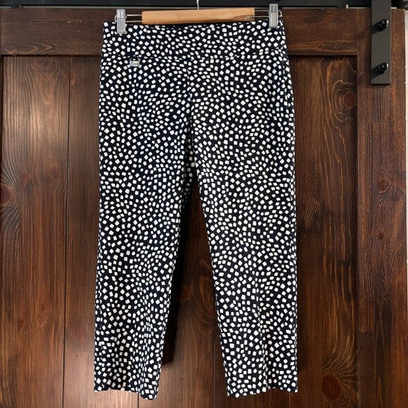 Alfani Petite Navy and White Printed Skinny Leg Pull-On Dress Pants NWT