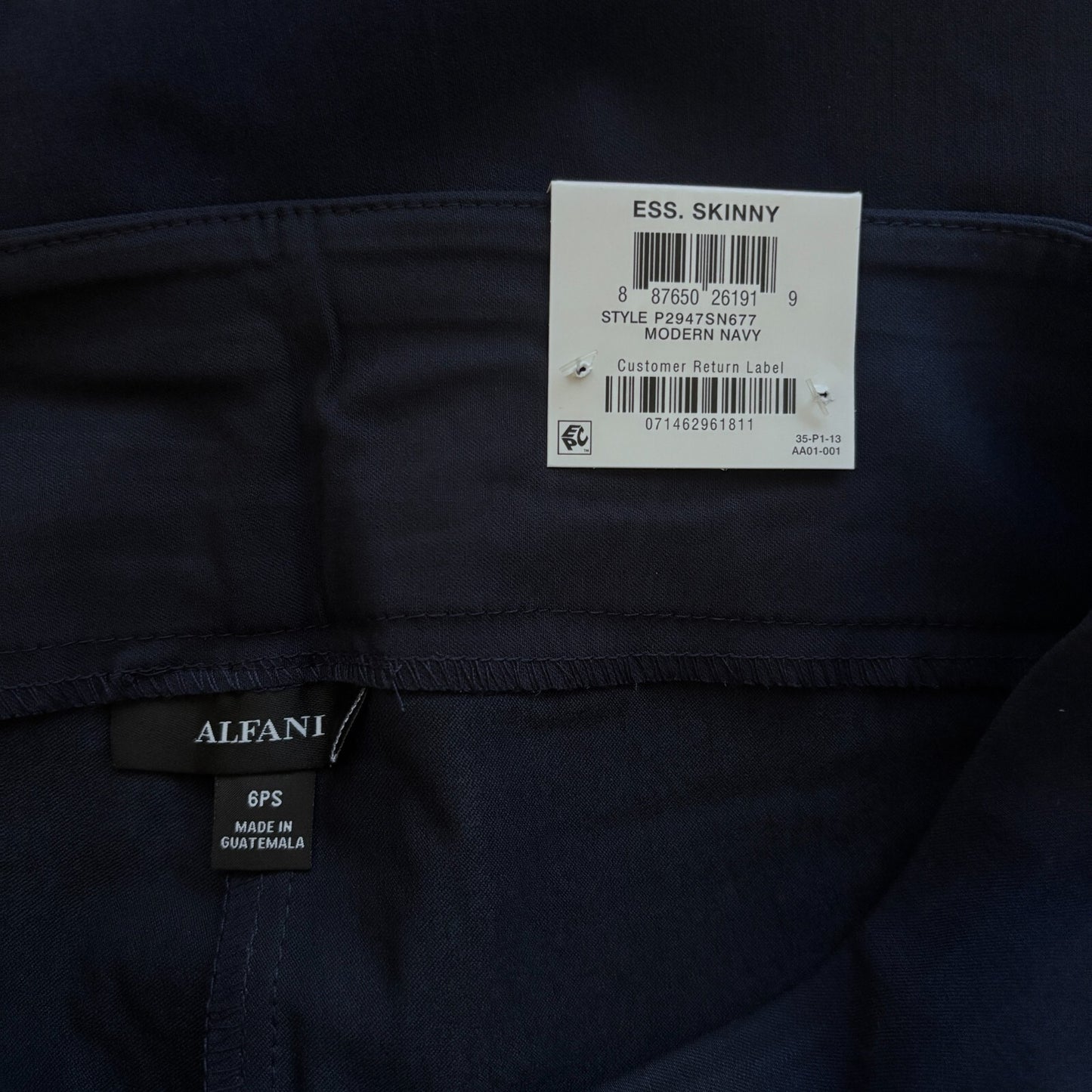 Alfani Petite Navy Blue Tummy-Control Pull-On Skinny Dress Pants NWT