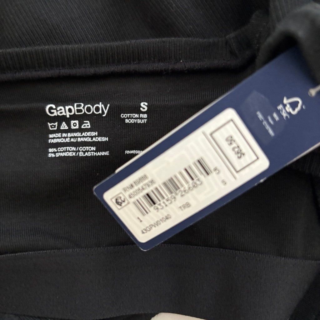 GAP GapBody Women's Size Small Black Logo Comfort Thong Bodysuit NWT
