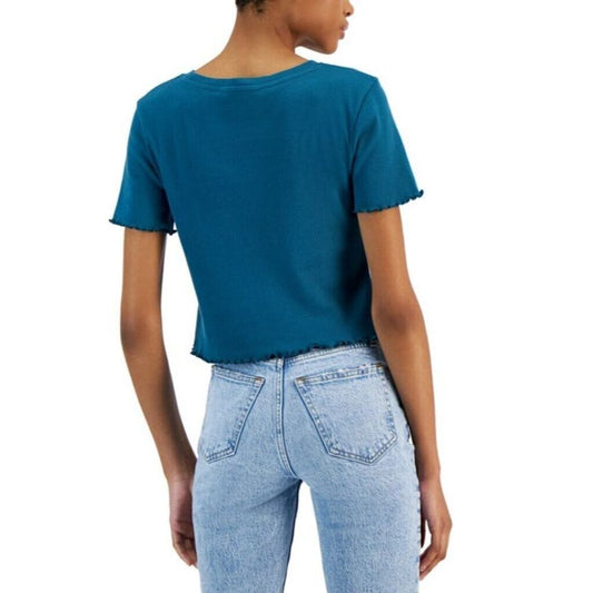 Grayson Threads The Label Juniors' M Celestial Lettuce-Edge Cropped T-Shirt NWT