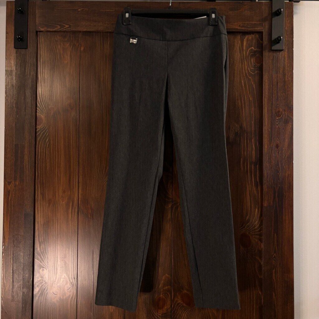 Alfani Petite Dark Grey Tummy-Control Pull-On Skinny Dress Pants NWT