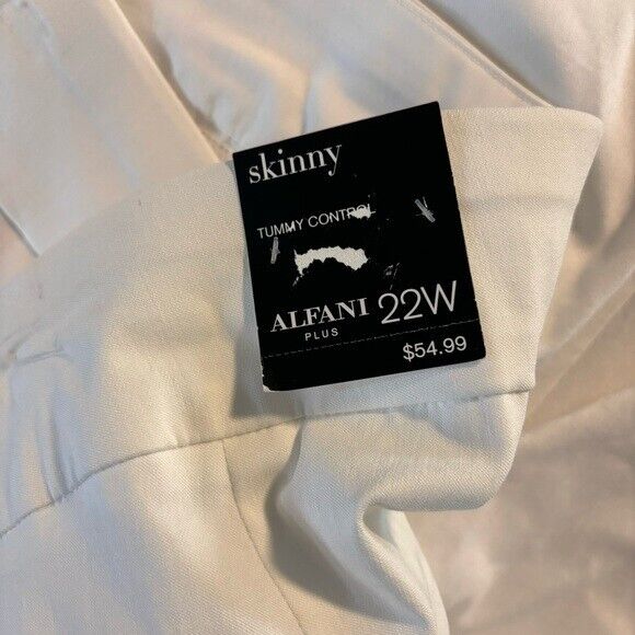Alfani Plus Size White Tummy-Control Pull On Stretchy Skinny Dress Pants NWT