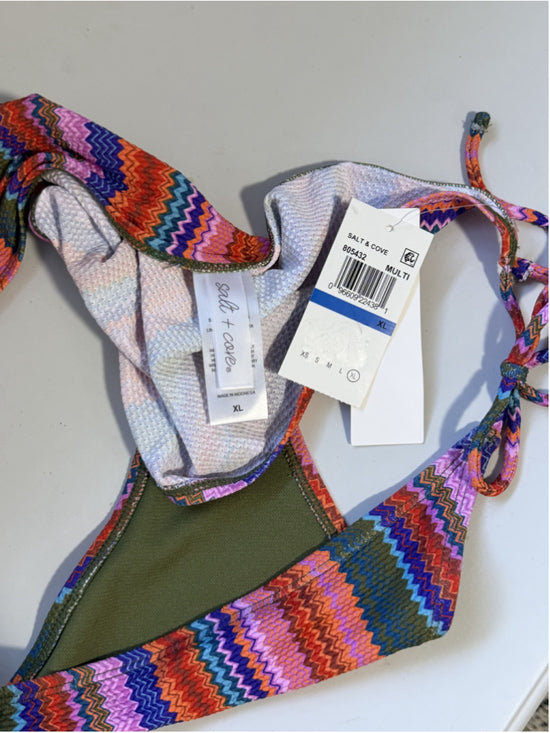 Salt + Cove Extra Large Multicolor Chevron Pop Side-Tie Bikini Bottoms NWT