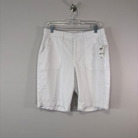 Karen Scott Women's White Casual Mid Rise Stretch-Waist Shorts NWT.