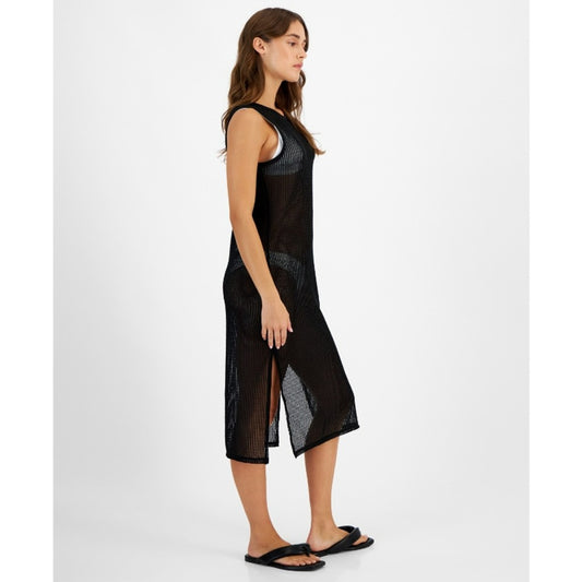 Miken Women's Black Low-Back Midi Dress Swim Cover-Up NWT