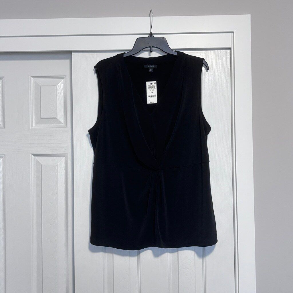 Alfani Women's Plus Size 2X Black Twisted Tank Top / Blouse NWT