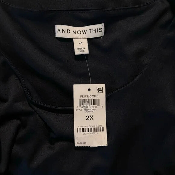 And Now This Plus Size 2X Midnight Blue Sleeveless High Neck Bodysuit NWT