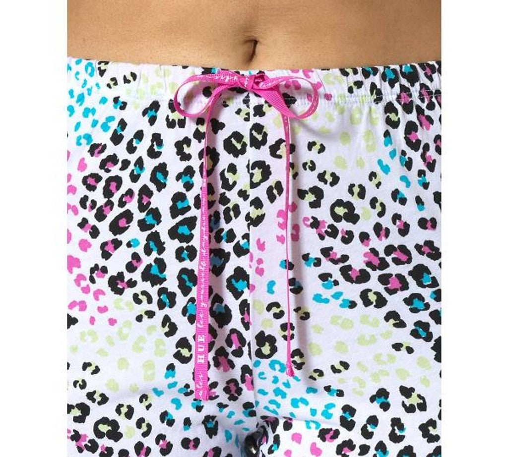 Hue Women's Size XL White & Colorful Leopard Print Capri Pajama Pants NWT