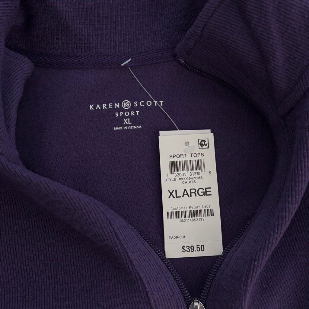Karen Scott Women's Extra Large Purple Half-Zip Pull-Over Sweater NWT