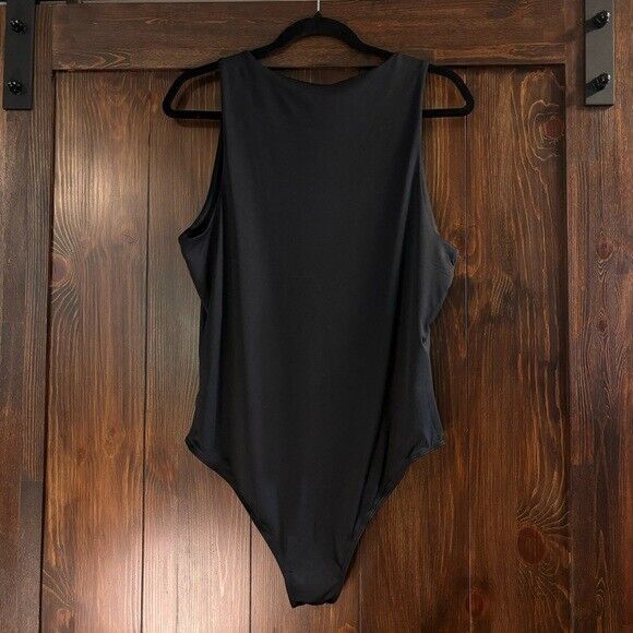 And Now This Plus Size 1X Black Sleeveless High Neck Bodysuit NWT