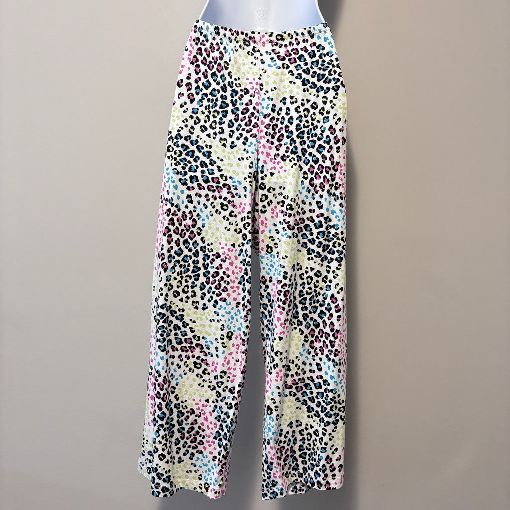 Hue Women's Size XL White & Colorful Leopard Print Capri Pajama Pants NWT