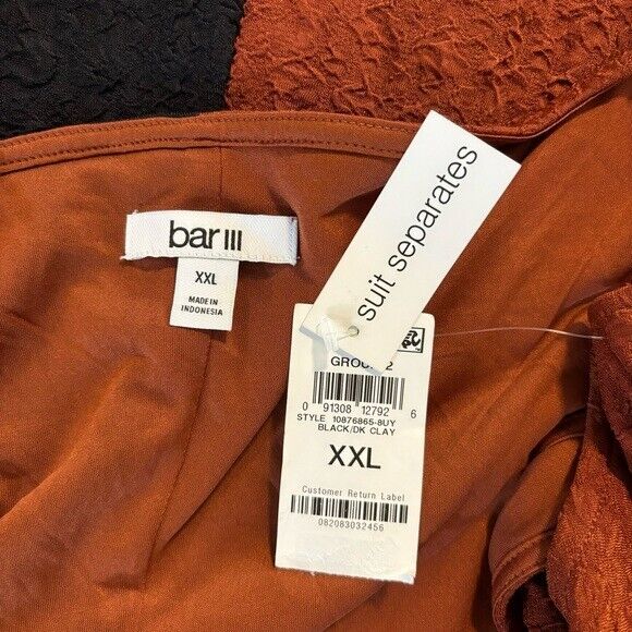 Bar III Women's Small Square Neck Black and Brown Colorblocked Midi Dress NWT